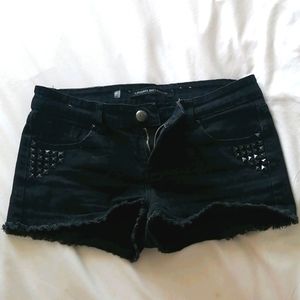 Black Studded Jean shorts
